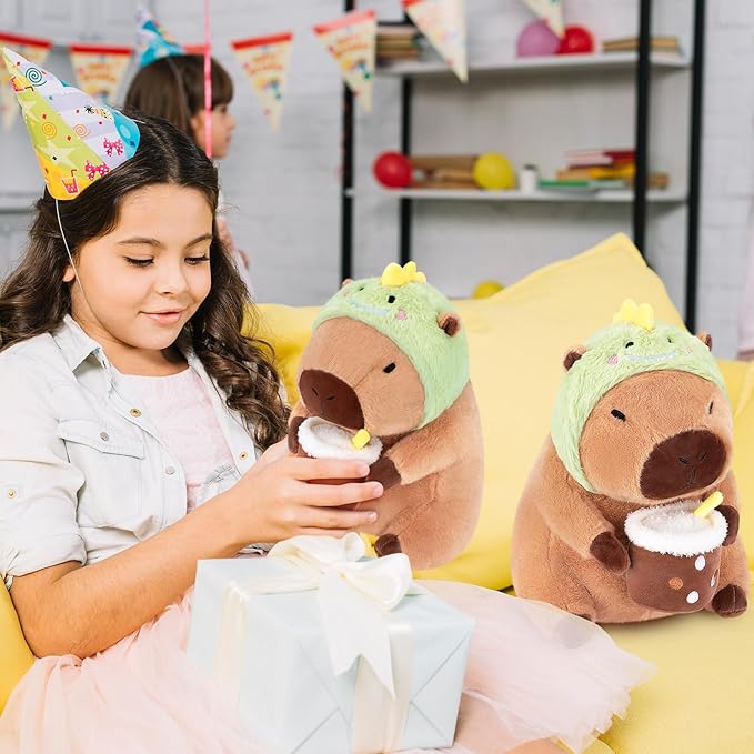 Achwishap Capybara Plush,Cute Plushies Capybara Stuffed Animals,Capybara Plush Toys,Kawaii Plushie Stuffed Toy with Dinosaur Hat Plushies Gift for Kids Adults Birthday(Capybara with Dinosaur Hat,12”)