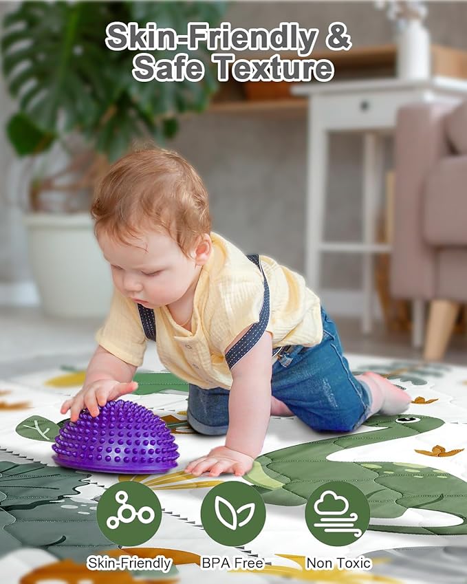 Premium Foam Baby Play Mat 71x59 – Removable & Machine Washable Cover, Extra Thick Padding Playpen Mat, Non-Slip Crawling Mat, Easy to Clean for Infants, Toddlers & Babies
