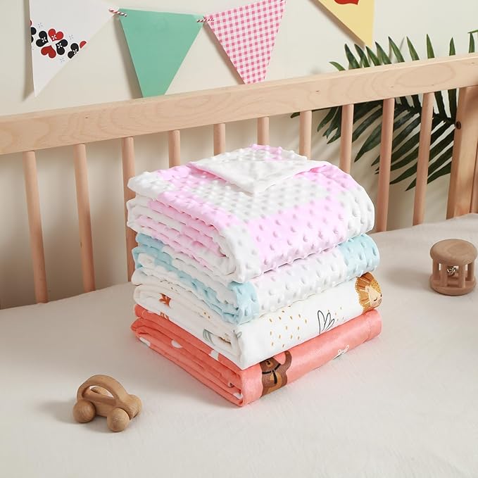 iEvolve Baby Nursery Bed Blankets Ultra Soft Double Layer Mini Blanket Minky Blanket Receiving Blankets Shower Gifts(Lion,30 * 47in)
