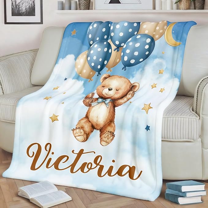 EVER2000 Personalized Baby Blanket for Girls, Custom Baby Blanket with Name, Soft & Fuzzy Newborn Receiving Blankets for Toddler, Customized Baby Gifts for Birthday Baby Shower