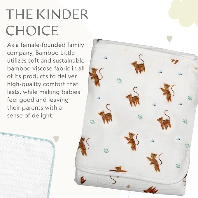 Bamboo Viscose Baby Hooded Towel & Washcloth Set for Babies and Toddlers, Tiger, Soft & Absorbent, 70% Viscose from Bamboo, 30% Cotton Muslin - Imported (Tiger)