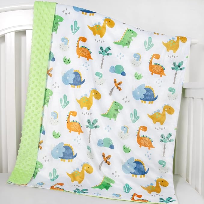 HOMRITAR Baby Blanket for Boys Girls Super Soft Minky Blanket with Dotted Backing, Dinosaurs Multicolor Printed for Toddler Nursery 30 x 40 Inch