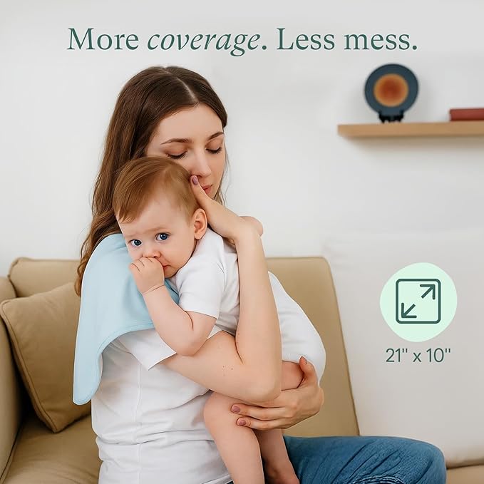 PurComfy Supersoft Burp Cloths, Premium Bamboo Viscose Baby Burp Cloths, Absorbent & Skin-Friendly, Large 21” x 10”, Unisex Baby Essentials for Feeding, Spit-Up, 3-Pack