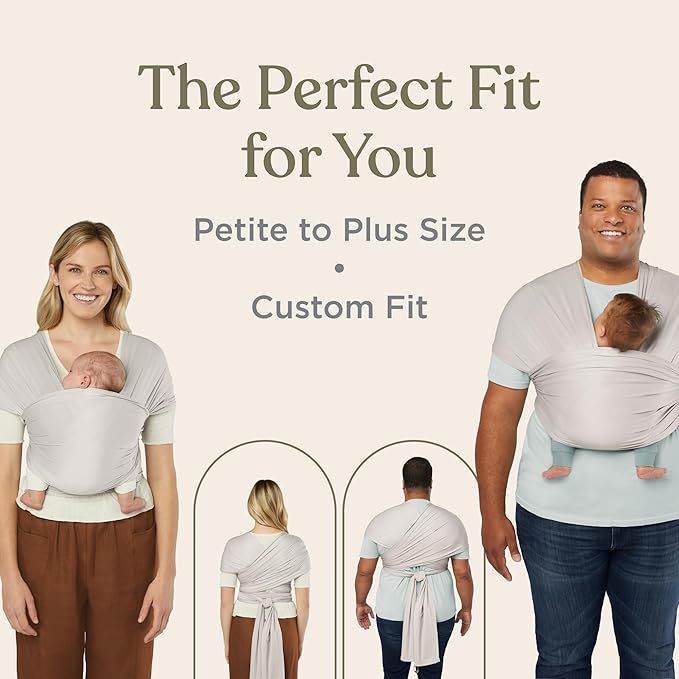 Ergobaby Sustainable Knit Aura Baby Carrier Wrap for Newborn to Toddler (8-25 lbs) - Comfortable, Ergonomic, & Ultra-Soft Newborn Wrap Carrier - One Size Fits Most - Rayon, Soft Black