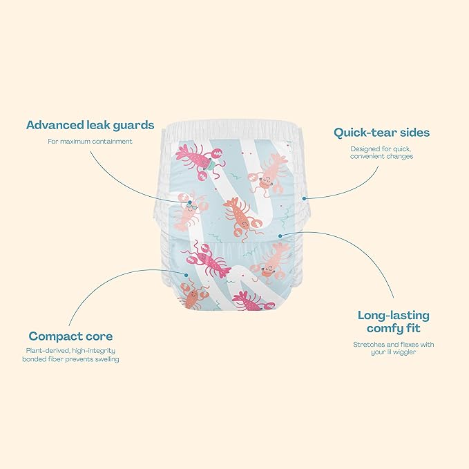 Hello Bello Swim Diapers Large | For 32-40 lbs | Lobster Design | Leak Protection | 17 Count, Pack of 4