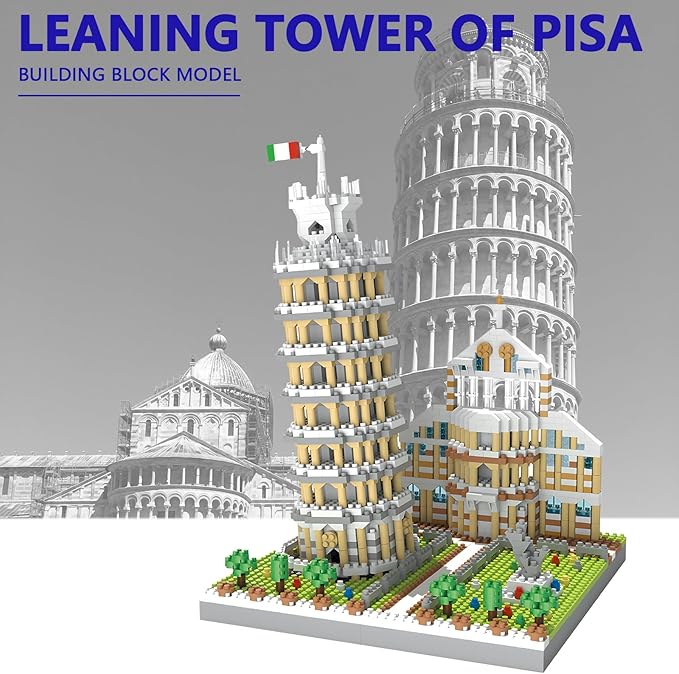 Leaning Tower of Pisa Micro Mini Building Blocks Set Italy Architecture Building Kits Famous Landmark Model Toys Gift for Adults Kids Teens 2500 PCS