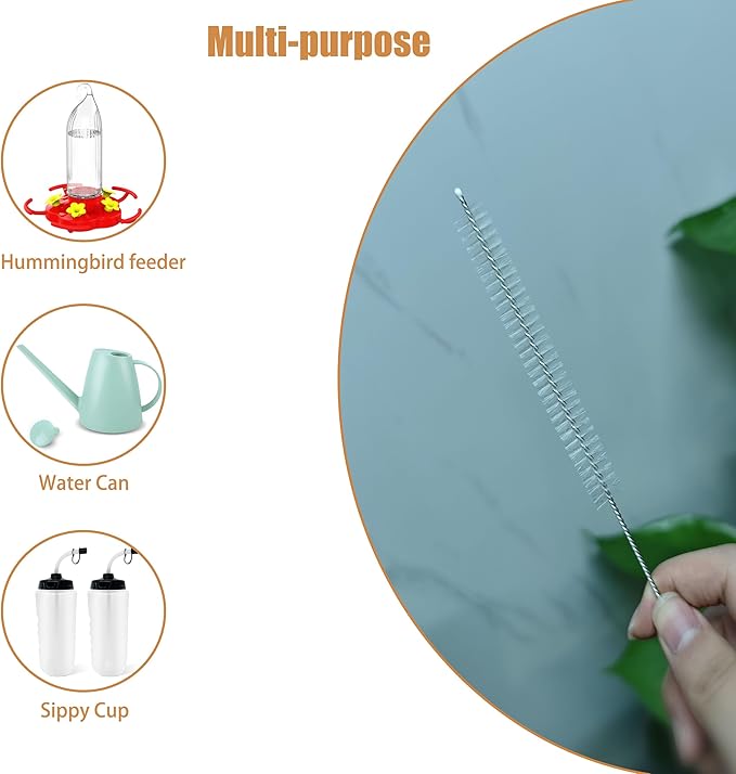 3 Pack Straw Cleaner Brush，Straw Cleaner Brush Extra Long for 40, 30, 20 oz Stanley Mug ，Straw Cleaner with 304 Stainless Steel ，Straw Brush for Baby Bottles, Glass/Silicone Straws & Pipe Cleaners.