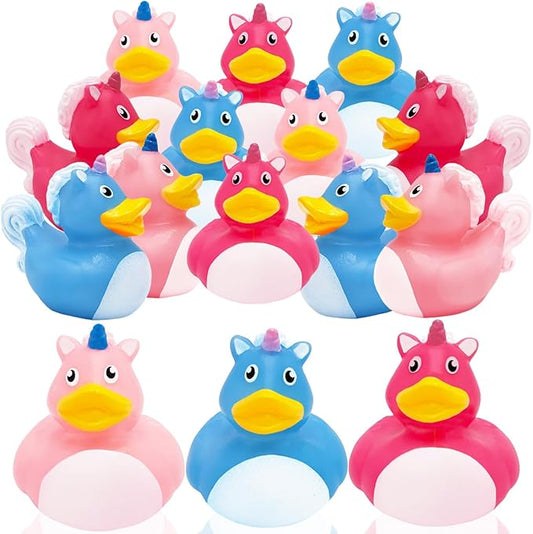Unicorn Rubber Duck Toy Duckies for Kids, Bath Birthday Baby Showers Summer Beach and Pool Activity, 2" (24-Pack)