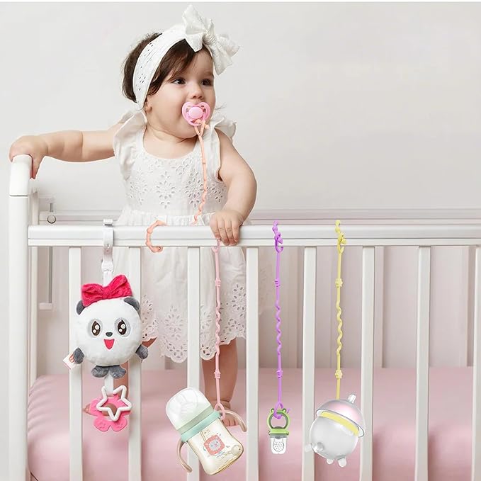 RTMOK Toy Straps for Baby,Silicone Setpacifier Clip,Applies to Car Seat Toy,Teether Toy,High Chair,Stroller Accessories,Baby Toy Clips,Cribs,Rocking Chair