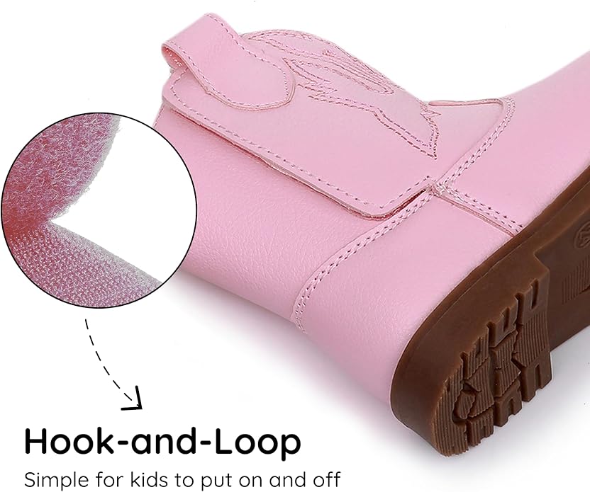 Blikcon Toddler Cowboy Boots for Boys Girls Baby Infant Cowgirl Boots Round Toe All Seasons 6-36 Months (Infant/Toddler)