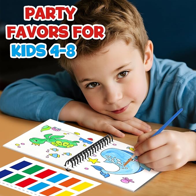 ZMLM 24 Water Coloring Books for Kids Party Favors - Bulk Mini Coloring Books for Kids Ages 4-8,Small Birthday Goodie Bag Stuffers School Teacher Return Gift Art Crafts Classroom Prizes (Boy)