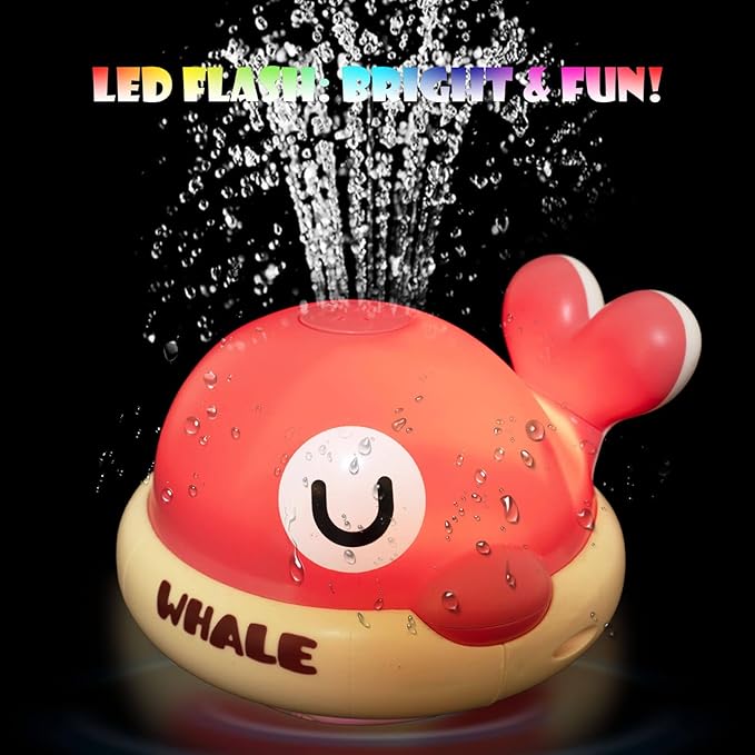 Baby Bath Toys - Toddler Bath Toys for Kids Ages 1-3, Rechargeable Light Up Whale Sprinkler Bathtub Toys, Pool Water Toys for Infant Babies 6-12 Months & Toddlers 2-4, 1st Birthday Gifts (Pink)