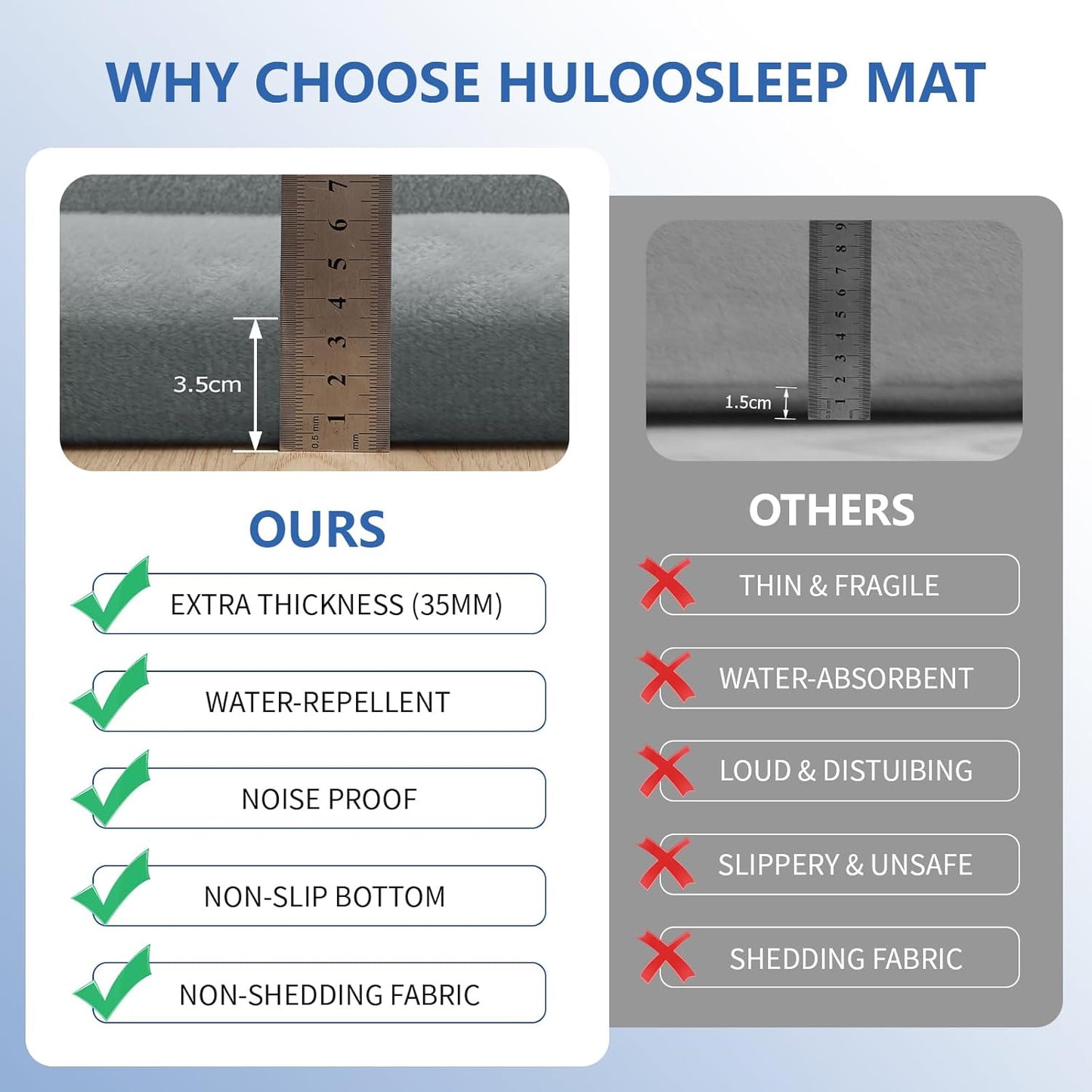 Baby Play Mat for Floor,1.3" Thick Elasti-Foam 50x50 Playpen Mat for Toddlers Infant Kids,Water-Repellent Soft Coral Velvet Tummy Time Mat,Non Slip Crawling Mat,Tatami Mat(Light Grey)