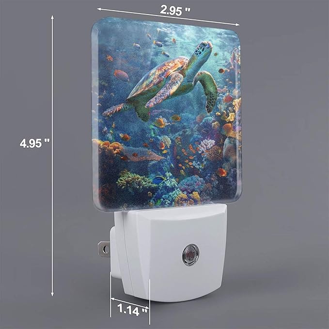 Led Night Light, Sea Turtle Decorative Plug in Nightlights,with Smart Auto Dusk to Dawn Night Light for Bedroom, Kitchen, Nursery, Bathroom