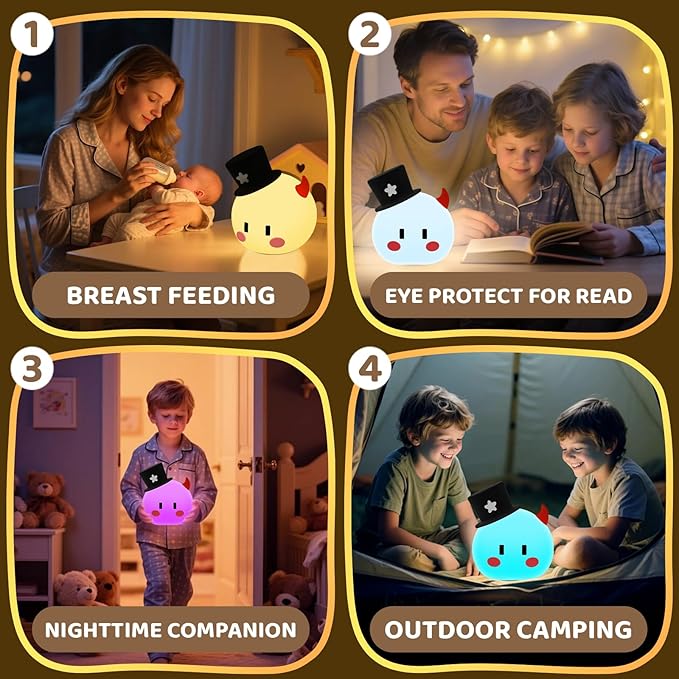 Monster Night Light for Kids Lamp, 8 Color Changing Dimmable Timer Bedside Night Lights, Squishy Silicone Lamp for Boys Girls Baby, Rechargeable Nursery Lamp for Toddler