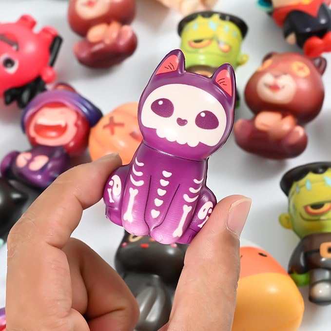24PCS Halloween Squishy Toys for Party Favors, Treat or Trick Goodie Bags Pinata Fillers Halloween Boo Spooky Basket Stuffers Classroom Prizes Gifts for Kids