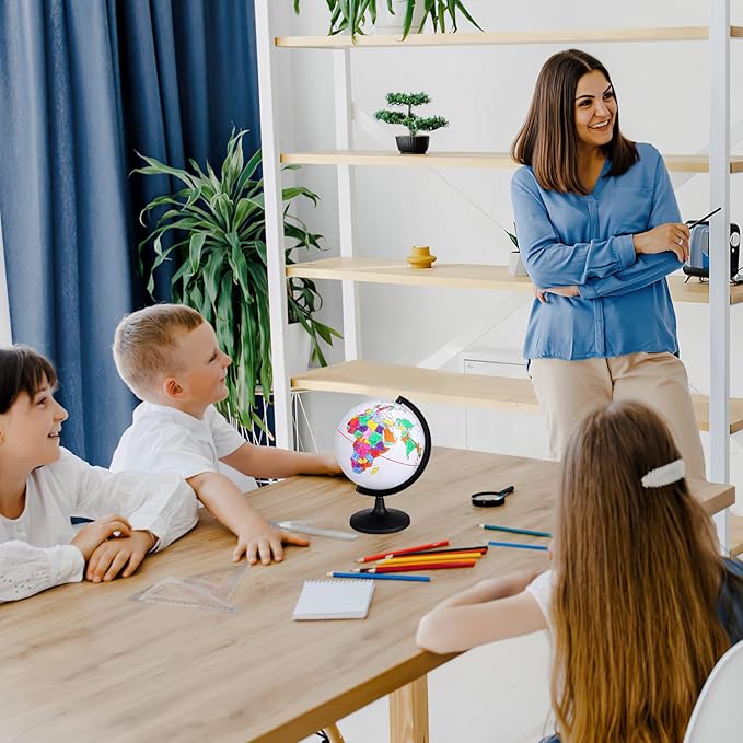 TOYANDONA Blank World Globe with Stand - Dry Erase DIY Map Round Earth Globe for Geographical Teacher Students - Desktop Decor