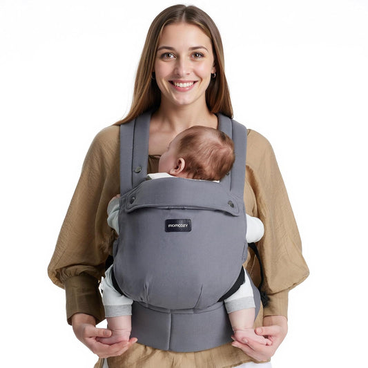 Momcozy Baby Carrier - Ergonomic, Cozy and Lightweight Carrier for 3-24 Months, Effortless to Put On, Ideal for Hands-Free Parenting, Enhanced Lumbar Support, Purehug for Infant to Toddler, Grey