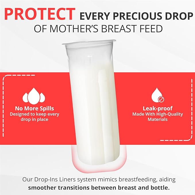 Playtex Baby Nurser Pre-Sterilized Disposable Drop-Ins Baby Bottle Liners, 4 Oz (50 Count), Anti-Colic, Gas Reduction, Easy to Clean, Closer to Breastfeeding, Perfect for Travel and On The Go