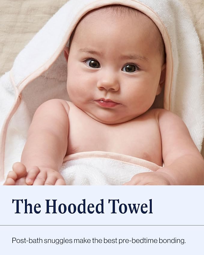 Lalo The Hooded Towel - 100% Organic Cotton, Soft on Sensitive Skin, Cozy & Absorbent, Machine Washable Baby Hooded Bath Towel - Grapefruit