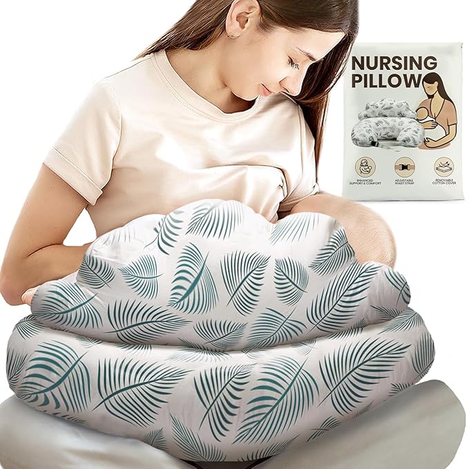 PILLANI Nursing Pillow for Breastfeeding, Breast Feeding Must Haves, Baby Pillow, Breast Feeding Pillow for Mom & Baby, Removable Cotton Cover, Adjustable Waist Strap, Breastfeeding Essentials Newborn