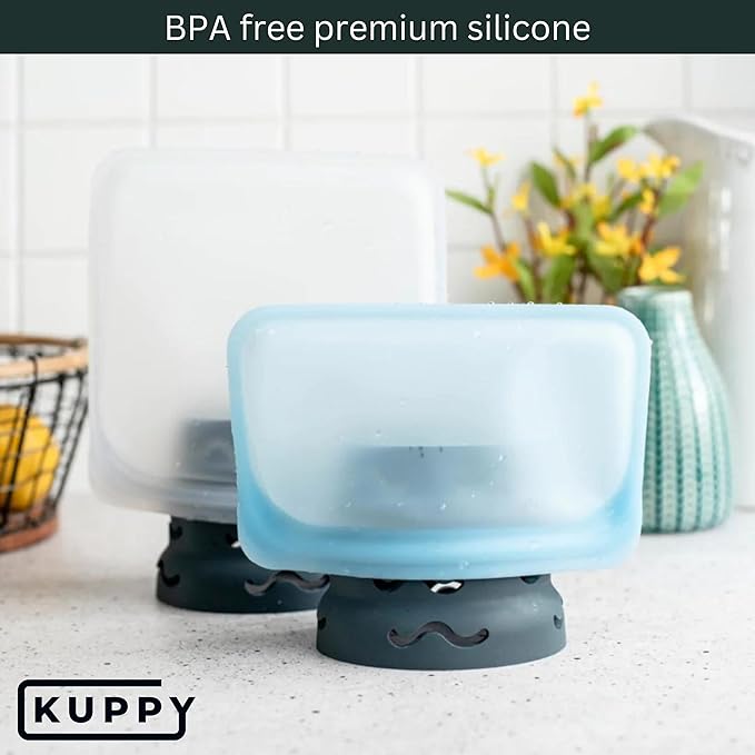 Kuppy Silicone Water Bottle Drying Rack - Fast-Dry Bottle Dryer for 20-64oz Cups - Reusable Food Storage Bag Drying Rack - Compatible with Stanley, Owala, Stasher (Green, 4-Pack)