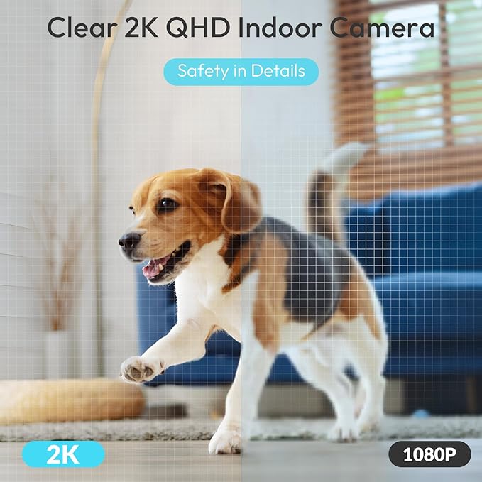 Rraycom Indoor Camera 5G&2.4G,2K Pan/Tilt Security Camera for Baby Monitor w/Cry Detection, Dog Camera w/Motion Detection, Human/Pet Auto Tracking,2-Way Audio, Night Vision,Siren,Works w/Alexa