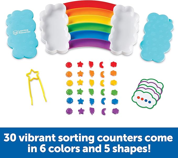 Learning Resources Rainbow Sorting Set, fine Motor, Sorting, Patterning & Addition Skills, Toddler Educational Toys, Sensory Tray
