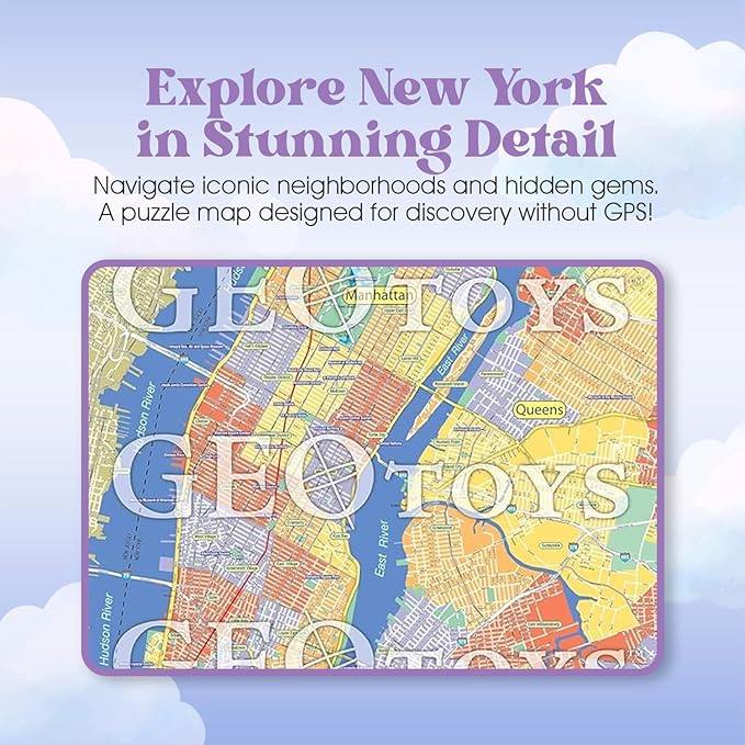 GeoToys Metropuzzle, New York City Jigsaw Puzzles 1000 Pieces, Detailed City Map Geography Puzzle, Challenging Adult Puzzle, Fun Puzzles for Adults, Family Puzzles, US City Map Poster Included