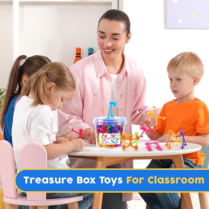 OleOletOy Suction Fidget Toys for Kids: 42 Pack Suction Cup People Toys - Sensory Toys for Autism Kids Calming - Quiet Fidgets for Classroom Prizes - Gifts for Stocking Stuffers Goodie Bag Party Favor