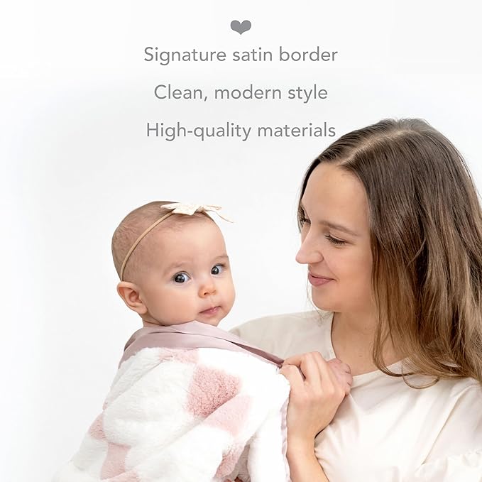 Little Giraffe Luxe Baby Blanket – 29x35” Satin Trim, Stairway Dusty Pink | Ultra-Soft, Hypoallergenic Stroller & Nursery Blanket | Perfect for Newborns & Toddlers