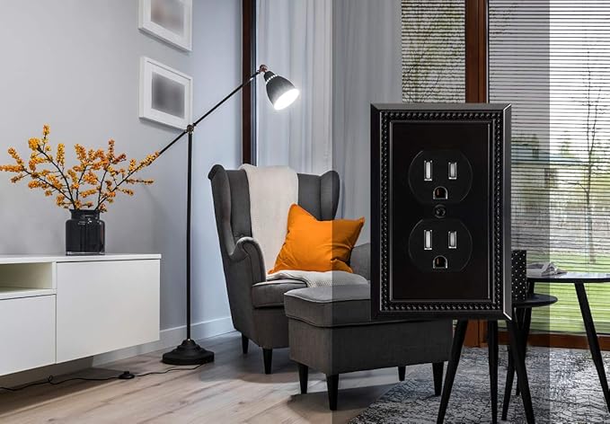 Henne Bery Sunken Pearls Heavy Duty Switch Plate/Wall Plate/Outlet Cover (Single Duplex 3PK, Matte Black)