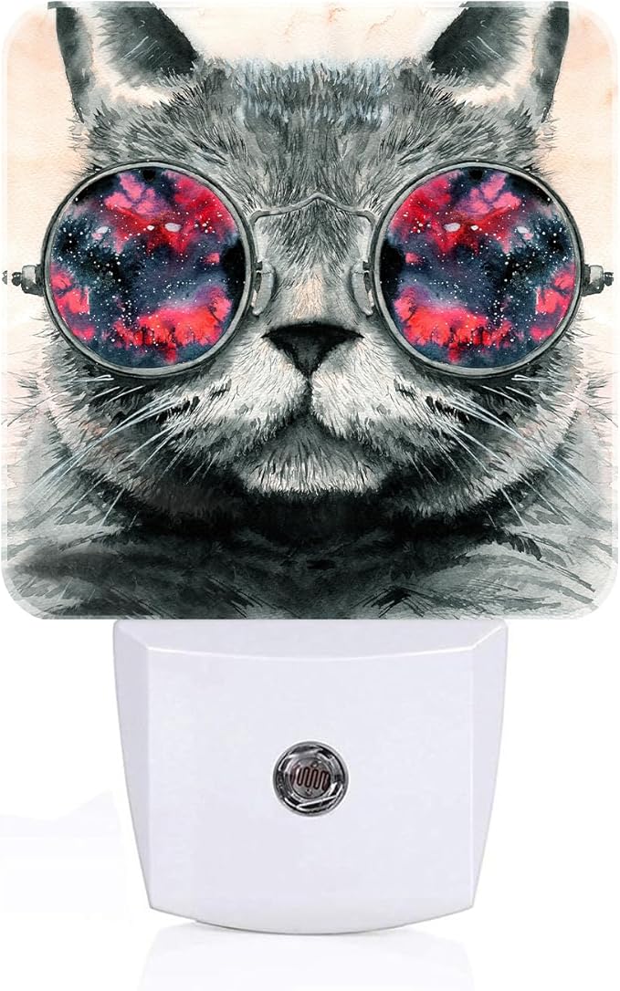 Cute Gray Cat Night Light,Plug Into Wall Decor for Stairway,Hallway,Kitchen,Dusk to Dawn Sensor Nightlights for Boys/Girls/Women/Men Room Gifts