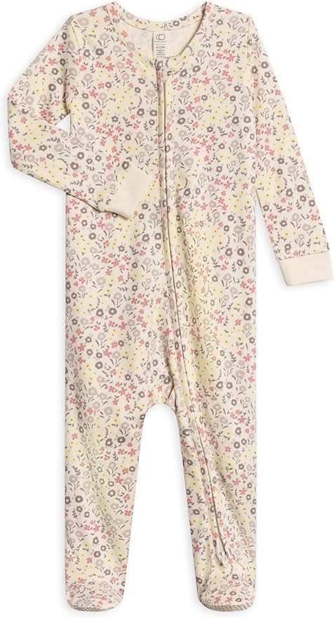 Colored Organics Baby Zip-Up Footed Sleeper with 2-Way Zipper - Newborn Organic Cotton Pajamas