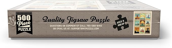 MyPuzzle World Travel, Collage, Vintage Poster - Premium 500 Piece Jigsaw Puzzle for Adults