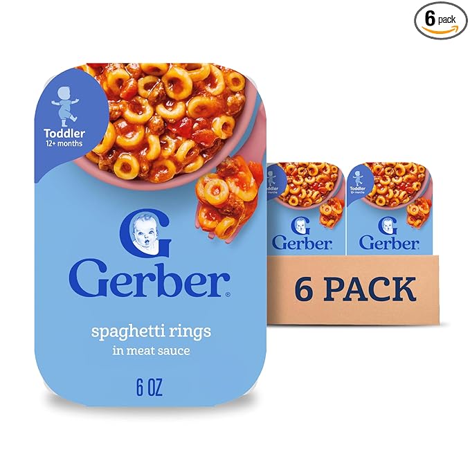 Gerber Toddler Food, Spaghetti Rings in Meat Sauce, Mealtime for Toddler, 6PK
