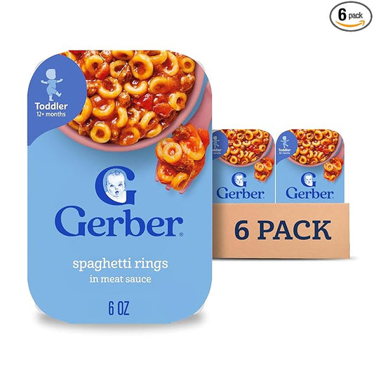 Gerber Toddler Food, Spaghetti Rings in Meat Sauce, Mealtime for Toddler, 6PK