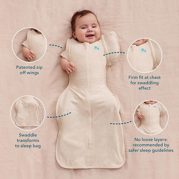 Love To Dream Swaddle UP, Transition Bag Warm 2.5 TOG, Patented Zip-Off Wings, Gently Help Baby Safely Transition from Being Swaddled to Arms Free (Rose Pebbles, Large (19-24 lbs.))
