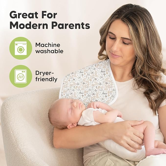 Organic Burp Cloths Baby Boy & Girl - 5-Pack Super Absorbent Cotton Burping Cloths for Babies, Soft & Plush Newborn Spit Up Rags, Infant Towels for Milk Spit Up, Unisex, Large 21" x 10" (Prairie)