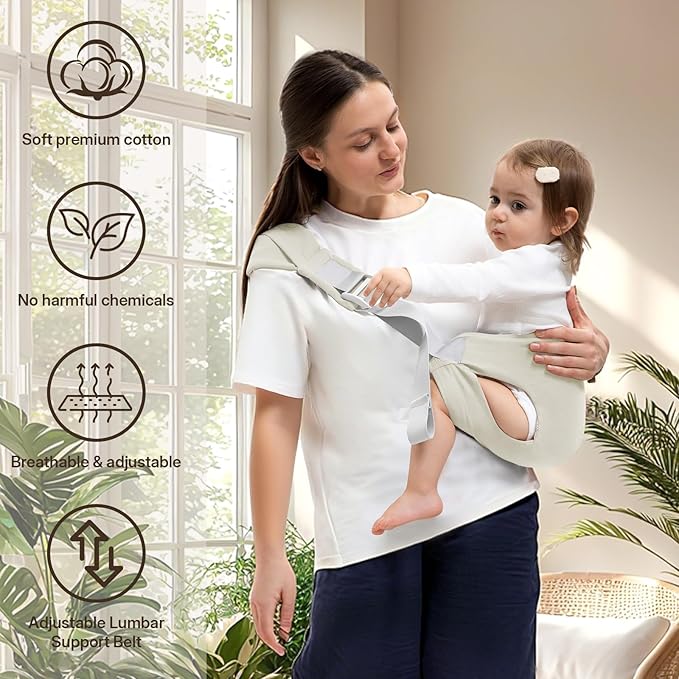 Toddler Carrier for 25-60 lbs,Comfortable&Lightweight Baby Sling Carrier,Adjustable with Left/Right Shoulder Straps,One Size Fits All,Ideal for Shopping and Travel-Khaki