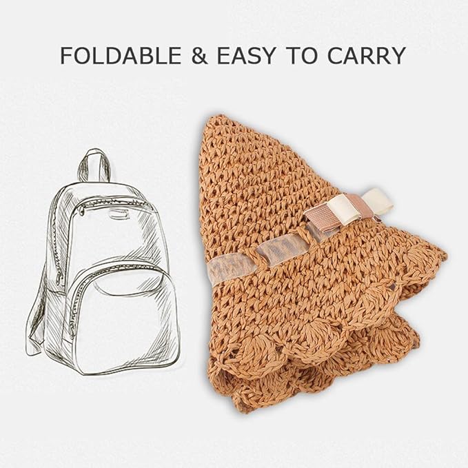 Baby Girl Straw Hat Outdoor Baby Sun Protection Hats Summer Bowknot Beach Cap for Infant Toddler Girls