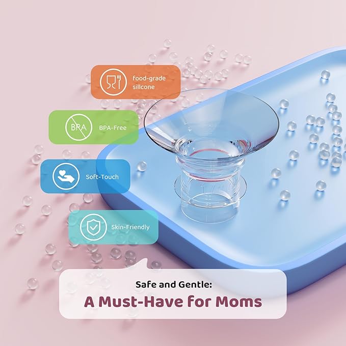 Flange Insert 15mm 4PCS for 24mm Flange/Shield, Flange Sizing Kit Silicone Flange Insert with Storage Box, Cleaning Brush, Breastfeeding Essentials Kit for Moms