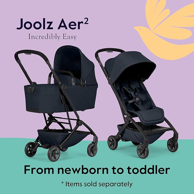 Joolz Aer2 Lightweight Travel Stroller For Baby & Toddler – Ultra-Compact One-Hand Foldable Stroller, Reclining Seat, UPF 50+ Canopy, Adjustable Leg Rest, Carry-On & Airplane Approved (Dark Navy Blue)