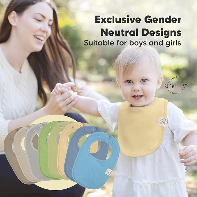 8-Pack Organic Baby Bibs for Boys, Girls - Soft Cotton Drooling and Teething Bibs for Baby Girl & Boy, Extra Absorbent, Easy To Clean & Put On for Toddler, Newborn, Infant 0-24 Months (Icelandic)