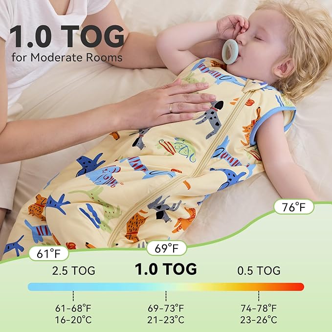 Bamboo Viscose Sleep Sack for Babies and Toddlers 1.0 Tog Wearable Blanket 2-Way Zipper Baby Shower Gifts