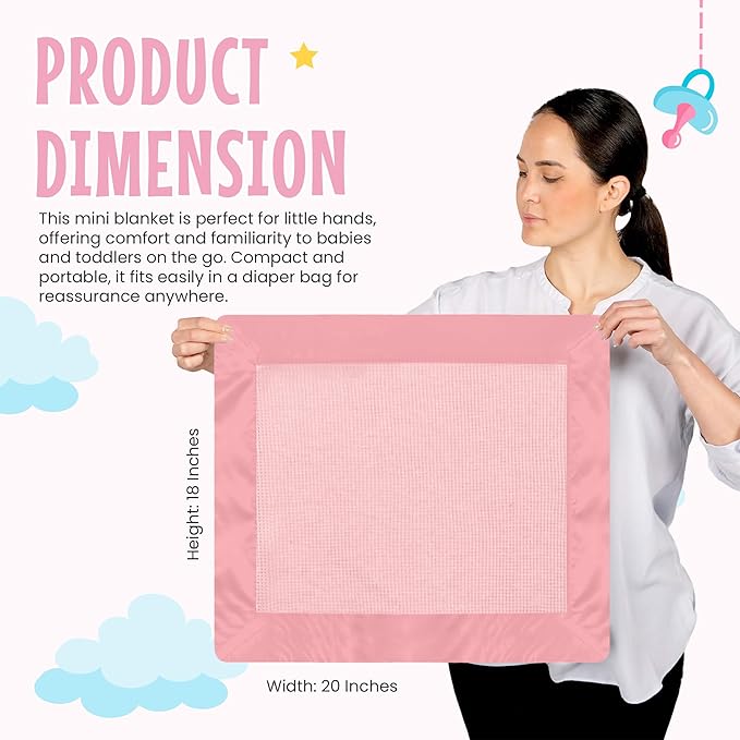 Thermal Waffle Knit Baby Blanket - Soft Breathable Mini Blanket for Newborns and Infants - Toddler Blankey for Strollers, Travel, Naptime, Nursery and More - 18" x 20" (Pink, Nylon Trim)