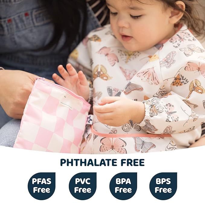 Tiny Twinkle Long Sleeve Bib for Babies & Toddlers – Waterproof Smock Bib for Eating – Machine Washable & Mess-Proof, Baby Feeding Essential & Shower Must-Have(Flutter, 2-4Y)