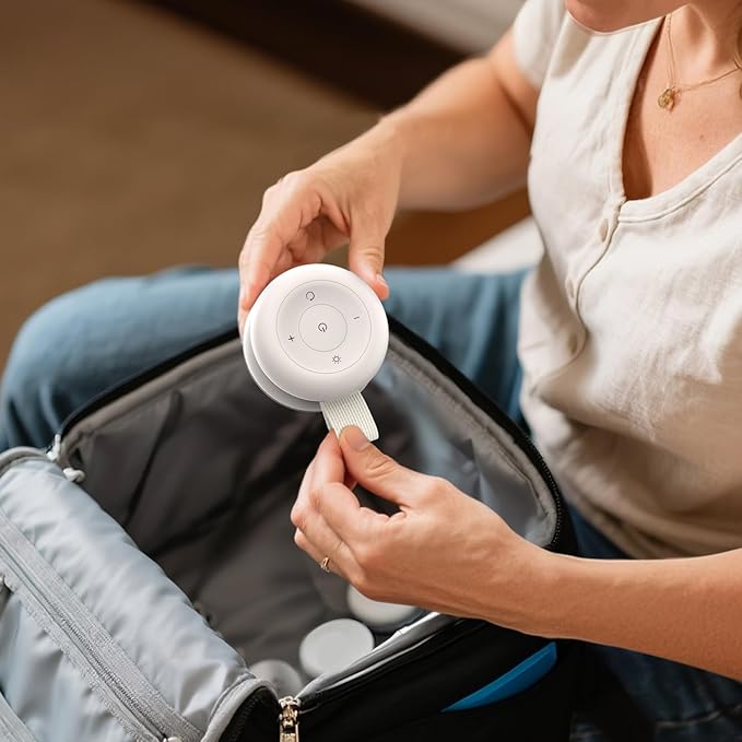 Portable Sound Machine - White Noise Sound Machine for Baby, Travel Donut Sound Machine for Sleep, 15 Soothing Sounds & 7 Colors Night Light, Breathing, Baby Shusher, Registry Gift, Beige