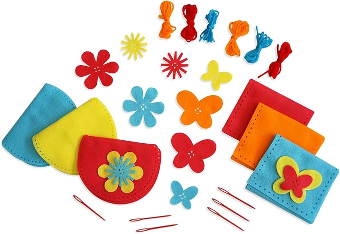 Serabeena Sew Your Own Purses - Sewing Kit for Kids - Felt Crafts for Kids - Sewing Ages 4-8 Plus - Felt Kit - Helps Develop Fine Motor Skills - DIY Kits with 6 Purses & Accessories
