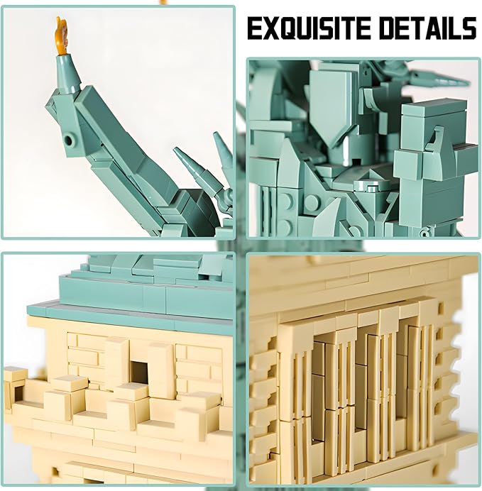 Statue of Liberty Building Blocks Sets Collectible New York City Architecture Souvenir Model World Famous Landmark Building Kits Toys Gift for Adults Kids and Teens 1409PCS